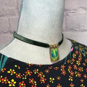 Handmade Velvet Choker Necklace with Woodland Fairy  Pendant